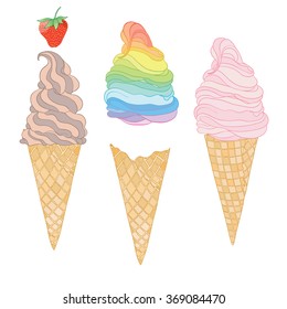 Vector collection of ice cream. Hand drawn illustration
