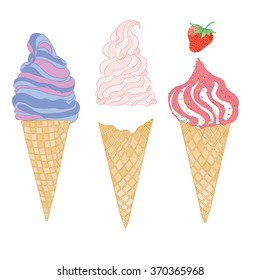 Vector collection of ice cream. Hand drawn illustration