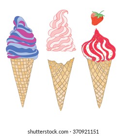 Vector collection of ice cream. Hand drawn illustration
