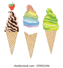 Vector collection of ice cream. Hand drawn illustration