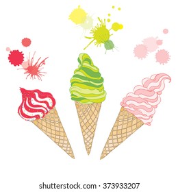 Vector collection of ice cream. Hand drawn illustration