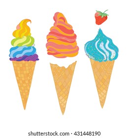 Vector collection of ice cream. Hand drawn illustration