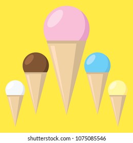 Vector collection of ice creams set on color background