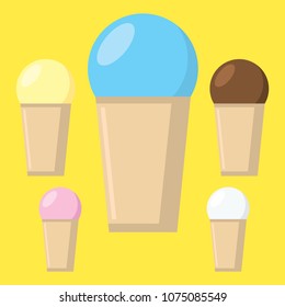 Vector collection of ice creams set on color background