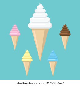 Vector collection of ice creams set on color background