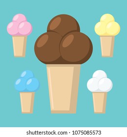 Vector collection of ice creams set on color background