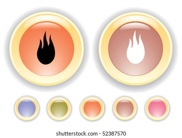 Vector collection icons with burning flame icon