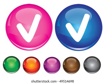 Vector collection icons with check sign, empty button included