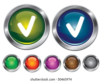 Iconos de colección de vectores con signo de comprobación, botón vacío incluido
