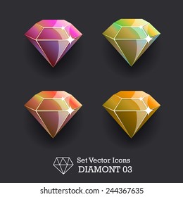 Vector collection icons diamond pink color orange