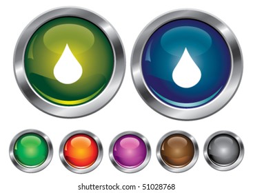 Iconos de colección de vectores con signo de caída, botón vacío incluido