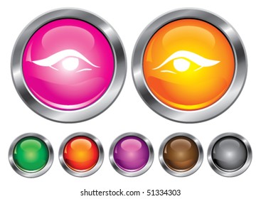 Vector collection icons with eye sign, empty button included