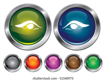 Iconos de colección de vectores con signo de ojo, botón vacío incluido