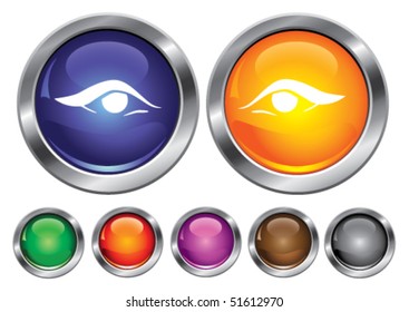 Iconos de colección de vectores con signo de ojo, botón vacío incluido
