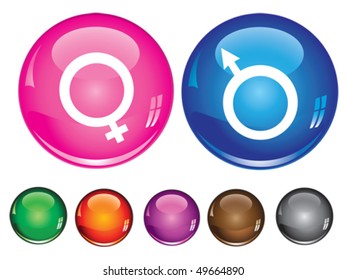 Vector collection icons with gender sign, empty button included