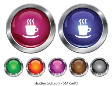 Vector collection icons with hot cup sign, empty button included