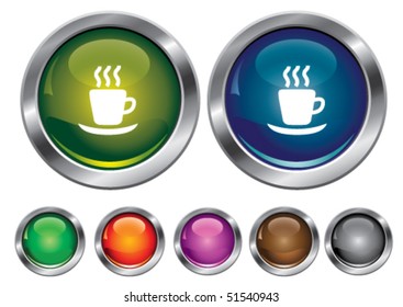 Vector collection icons with hot cup sign, empty button included