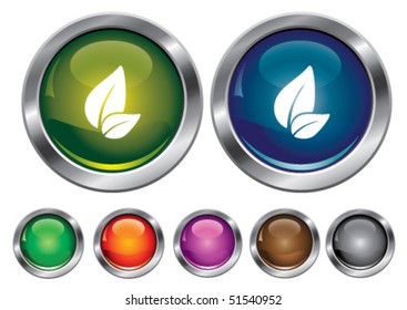 Vector collection icons with leaf sign, empty button included