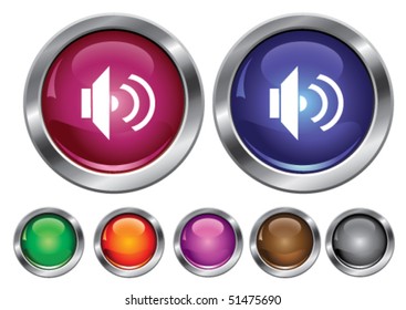 Vector collection icons with loud-speaker sign, empty button included