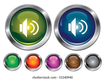 Vector collection icons with loud-speaker sign, empty button included