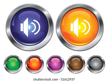 Vector collection icons with loud-speaker sign, empty button included