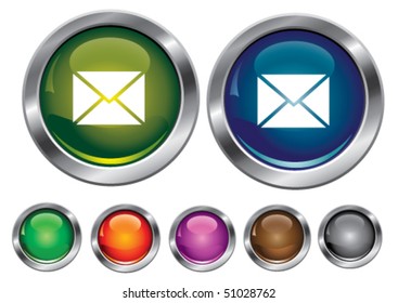 Iconos de colección de vectores con signo de correo, botón vacío incluido