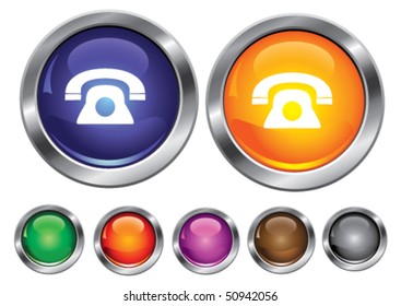 Vector collection icons with phone sign, empty button included