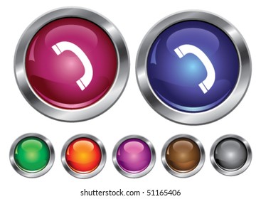 Vector collection icons with phone sign, empty button included