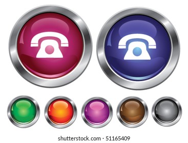 Iconos de colección de vectores con señal de teléfono, botón vacío incluido