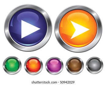 Vector collection icons with play sign, empty button included