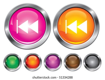 Iconos de colección de vectores con signo de rebobinado, botón vacío incluido