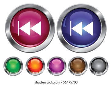 Iconos de colección de vectores con signo de rebobinado, botón vacío incluido