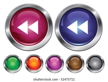 Vector collection icons with rewind sign, empty button included