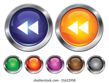 Vector collection icons with rewind sign, empty button included