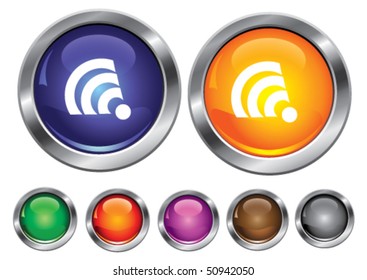 Vector collection icons with rss sign, empty button included