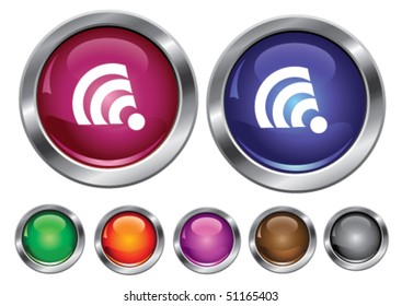 Vector collection icons with rss sign, empty button included
