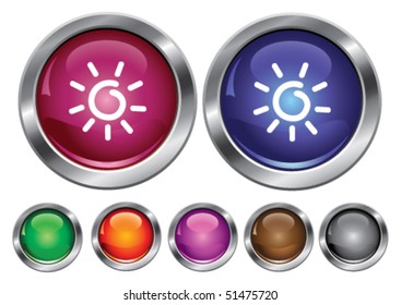 Iconos de colección de vectores con signo de sol, botón vacío incluido