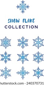 Colección vectorial de nieve ilustrada con copos de nieve