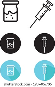 vector collection of illustration of the corona virus vaccine and syringe icon