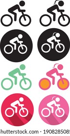 Vector collection of illustration of a person's icon riding a bicycle