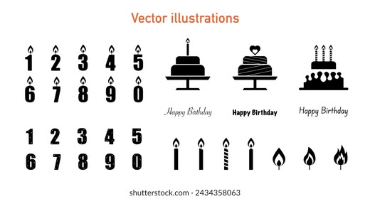 Colección vectorial de ilustraciones para celebraciones de cumpleaños