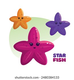 Vector collection with an image of a starfish on a white background.