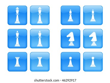 Vector collection of images for blue buttons or icons, including selected and nonselected (by mouse for example) versions