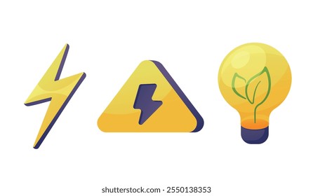 Vector collection with images of electrical signs on white background.