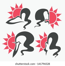 vector collection of images and emblems for beauty salon, hairdressers, solarium, or plastic surgery