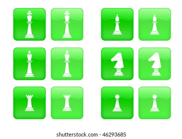 Vector collection of images for green buttons or icons, including selected and nonselected (by mouse for example) versions