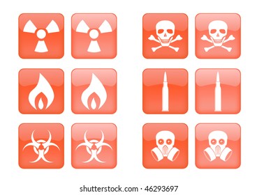 Vector collection of images for orange buttons or icons, including selected and nonselected (by mouse for example) versions