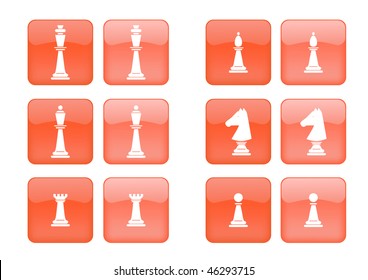 Vector collection of images for orange buttons or icons, including selected and nonselected (by mouse for example) versions