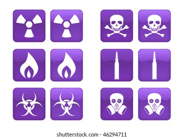 Vector collection of images for purple buttons or icons, including selected and nonselected (by mouse for example) versions