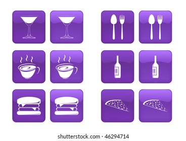 Vector collection of images for purple buttons or icons, including selected and nonselected (by mouse for example) versions